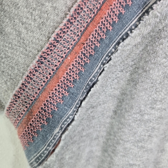 Free People Aztec Southwestern Mixed Fabric Sweatshirt Distressed - Picture 8 of 11